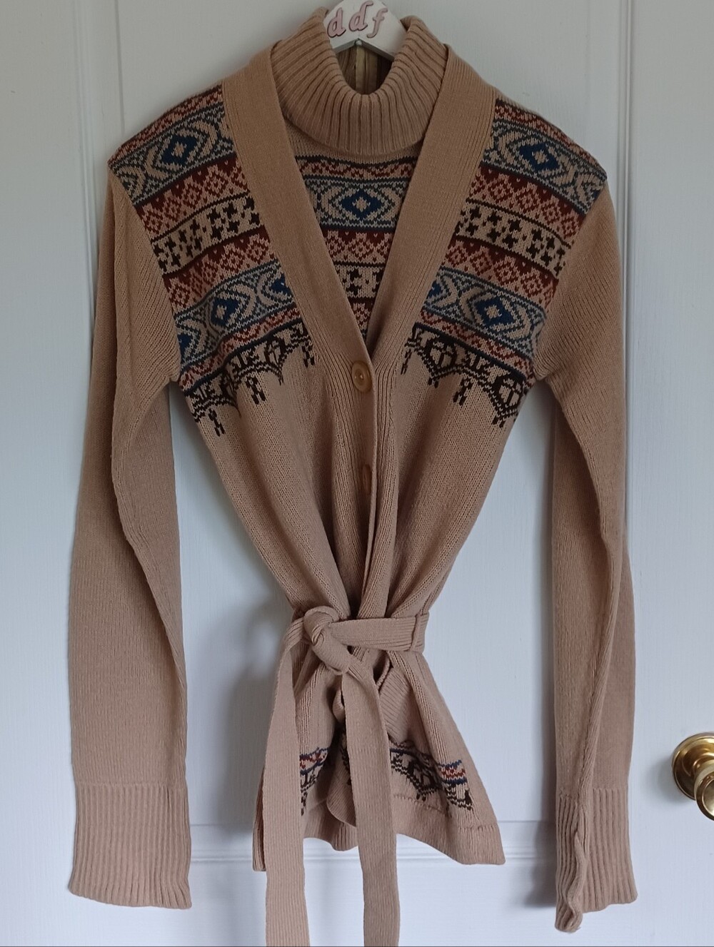 VTG SWEATER GIRL OF CALIFORNIA KNIT SET SWEATER VEST W/BELTED CARDIGAN L* FLAW**